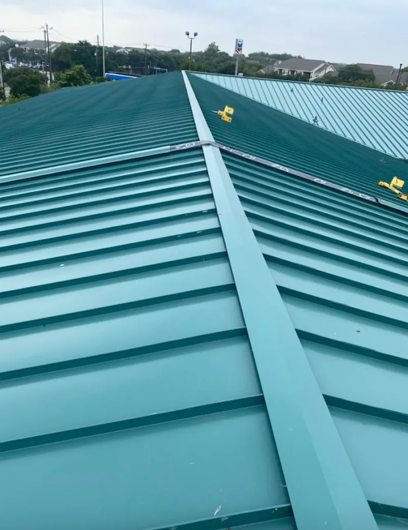 Green commercial metal roof ridge and valley for Metal Roof Repair in Coatesville